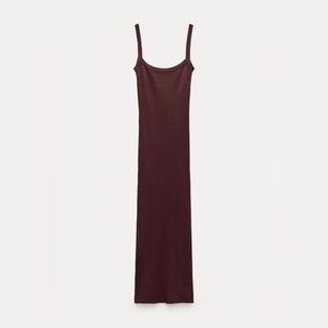 Zara | brown open back knit midi dress